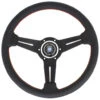 Nardi Classic ND33 Steering Wheel, Black Perforated Leather, Black Spokes, Red Stitching, 25 Mm Dish