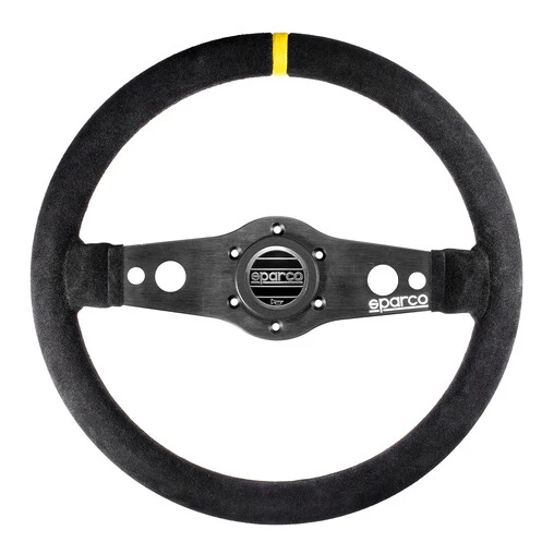 Sparco R215 Flat Steering Wheel, Black Leather, Black Spokes 3 Sparco R215 Flat Steering Wheel, Black Leather, Black Spokes