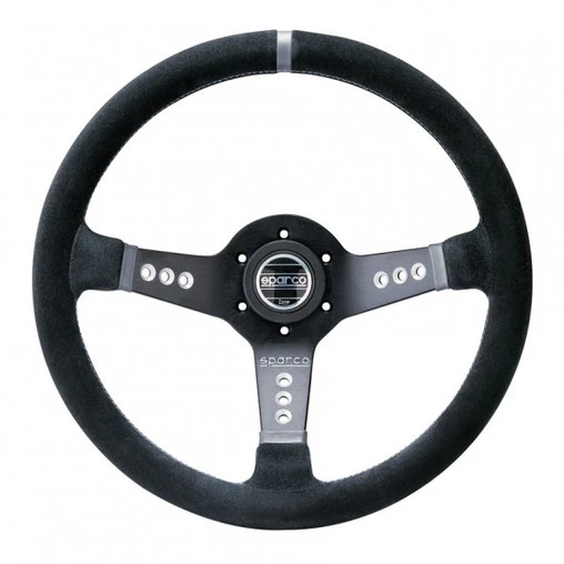 Sparco L777 Steering Wheel (63 Mm Dish), Black Suede, Black Spokes 3 Sparco L777 Steering Wheel (63 Mm Dish), Black Suede, Black Spokes