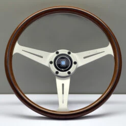 Nardi Classic ND36 Steering Wheel, Wood, Satin Spokes, 40 Mm Dish (Screws At Sight)