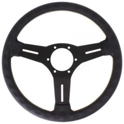 Nardi Competition Steering Wheel, Black Perforated Leather, Black Spokes, Grey Stitching, 40 Mm Dish, Ø33 Cm -The Country Road Shop large 1003b998015ed816264f474d68bd0a8e