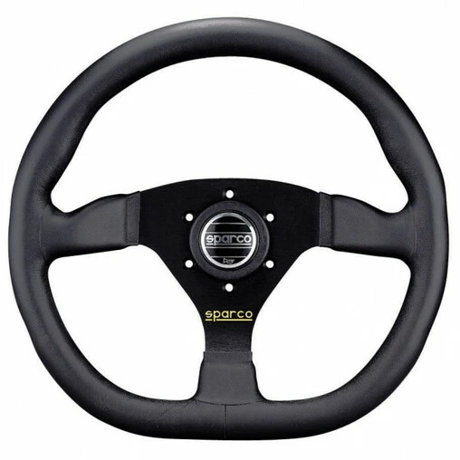Sparco L360 Flat Steering Wheel, Black Leather, Black Spokes 3 Sparco L360 Flat Steering Wheel, Black Leather, Black Spokes