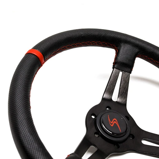 DriftShop Steering Wheel (70 Mm Dish), Perforated Leather, Black Spokes 5 DriftShop Steering Wheel (70 Mm Dish), Perforated Leather, Black Spokes - Image 3