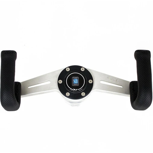 Nardi 2Spokes Steering Wheel, Black Perforated Leather, Satin Spokes, Black Stitching, Ø33 Cm 3 Nardi 2Spokes Steering Wheel, Black Perforated Leather, Satin Spokes, Black Stitching, Ø33 Cm