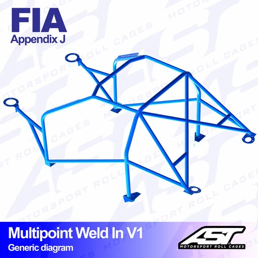 AST Rollcages V1 Weld-In 10-Point Roll Cage For Ford Fiesta MK1 - 3-Door - FIA 3 AST Rollcages V1 Weld-In 10-Point Roll Cage For Ford Fiesta MK1 - 3-Door - FIA