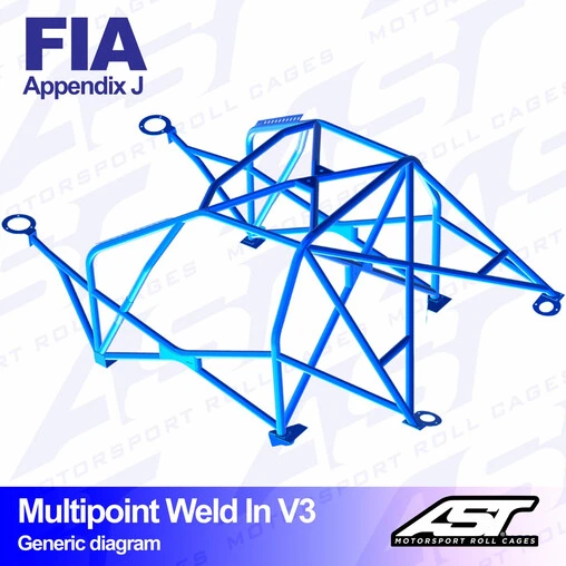 AST Rollcages V3 Weld-In 10-Point Roll Cage For Renault Supercinq - FIA 3 AST Rollcages V3 Weld-In 10-Point Roll Cage For Renault Supercinq - FIA