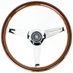 Nardi Classic ND36 Steering Wheel, Wood, Chrome Spokes, 40 Mm Dish