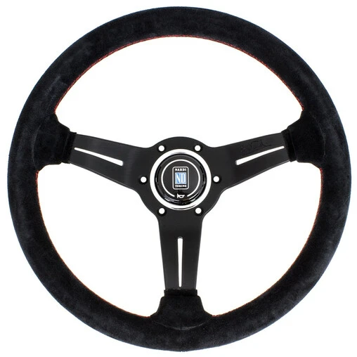 Nardi Deep Corn Steering Wheel, Suede, Black Spokes, Red Stitching, 50 Mm Dish, Ø33 Cm 3 Nardi Deep Corn Steering Wheel, Suede, Black Spokes, Red Stitching, 50 Mm Dish, Ø33 Cm