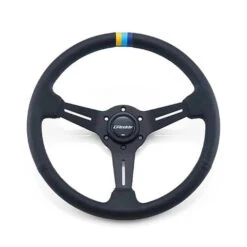 GReddy Sports "Deep Type" Steering Wheel (80 Mm Dish), Black Leather, Black Spokes - 340 Mm