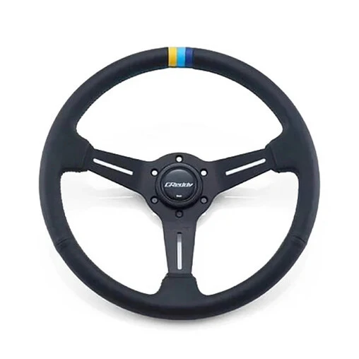 GReddy Sports "Deep Type" Steering Wheel (80 Mm Dish), Black Leather, Black Spokes - 340 Mm 3 GReddy Sports "Deep Type" Steering Wheel (80 Mm Dish), Black Leather, Black Spokes - 340 Mm