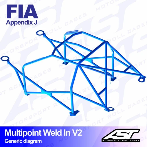 AST Rollcages V2 Weld-In 10-Point Roll Cage For Ford Fiesta MK1 - 3-Door - FIA 3 AST Rollcages V2 Weld-In 10-Point Roll Cage For Ford Fiesta MK1 - 3-Door - FIA