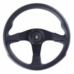 Nardi Challenge Steering Wheel, Black Leather, Black Spokes, Black Stitching, 45 Mm Dish, Ø35 Cm
