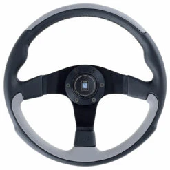 Nardi Leader Steering Wheel, Grey Leather, Black Spokes, Ø35 Cm