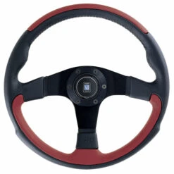 Nardi Leader Steering Wheel, Red Leather, Black Spokes, Ø35 Cm
