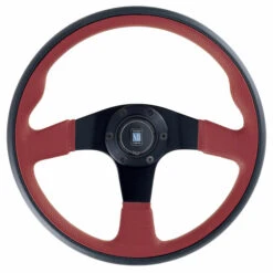 Nardi Twin Line Steering Wheel, Red Leather, Black Spokes, Ø35 Cm