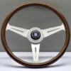 Nardi Classic ND36 Steering Wheel, Wood, Satin Spokes, 40 Mm Dish (Large Hub)