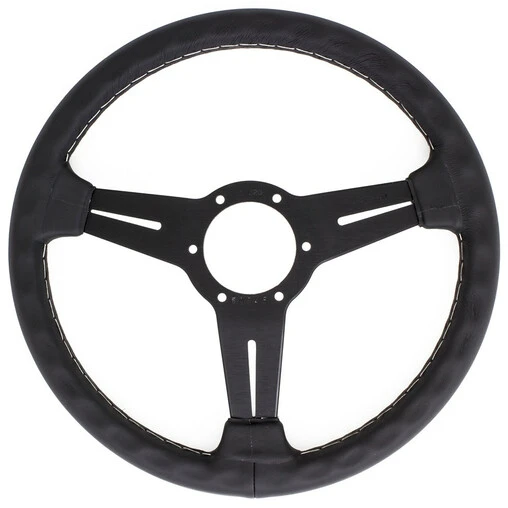 Nardi Classic ND33 Steering Wheel, Black Leather, Black Spokes, Grey Stitching, 40 Mm Dish 4 Nardi Classic ND33 Steering Wheel, Black Leather, Black Spokes, Grey Stitching, 40 Mm Dish - Image 2