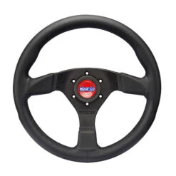 Sparco Champion 330 Mm Steering Wheel (39 Mm Dish), Black Leather, Black Spokes