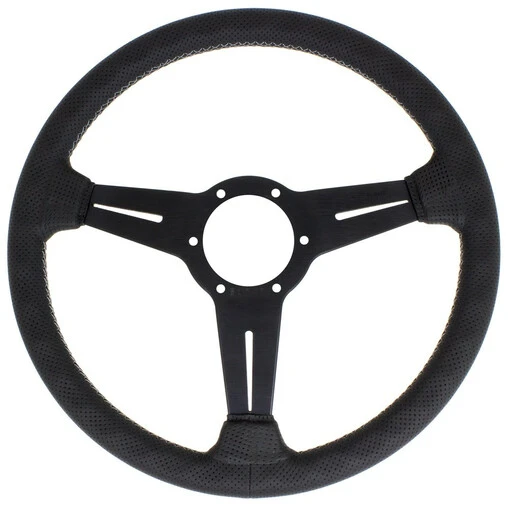 Nardi Classic ND34 Steering Wheel, Black Perforated Leather, Black Spokes, Grey Stitching, 40 Mm Dish 4 Nardi Classic ND34 Steering Wheel, Black Perforated Leather, Black Spokes, Grey Stitching, 40 Mm Dish - Image 2