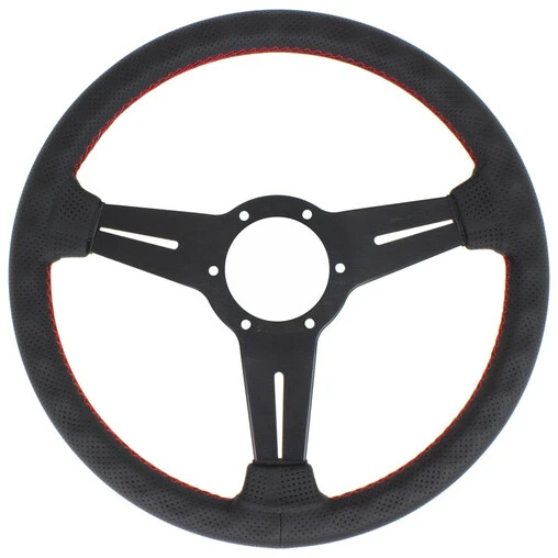Nardi Classic ND33 Steering Wheel, Black Perforated Leather, Black Spokes, Red Stitching, 25 Mm Dish 4 Nardi Classic ND33 Steering Wheel, Black Perforated Leather, Black Spokes, Red Stitching, 25 Mm Dish - Image 2