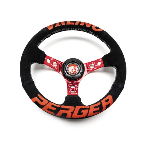 Valino Steering Wheel, Black Suede, Red Spokes, 73 Mm Dish 4 Valino Steering Wheel, Black Suede, Red Spokes, 73 Mm Dish - Image 2