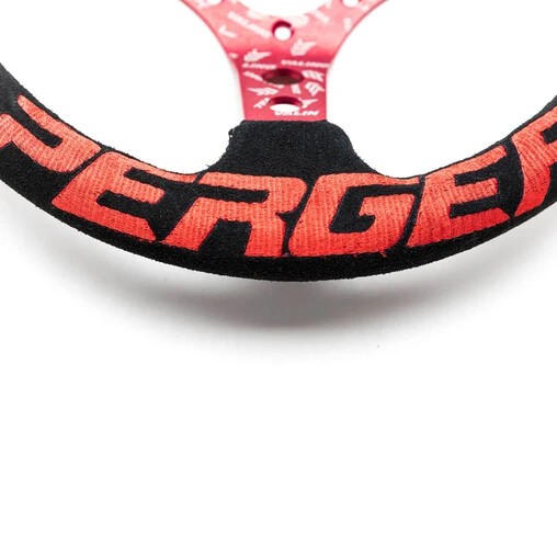 Valino Steering Wheel, Black Suede, Red Spokes, 73 Mm Dish 6 Valino Steering Wheel, Black Suede, Red Spokes, 73 Mm Dish - Image 4