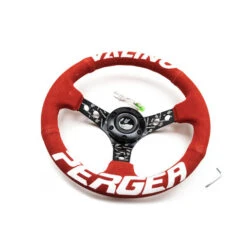 Valino Steering Wheel, Red Suede, Black Spokes, 73 Mm Dish