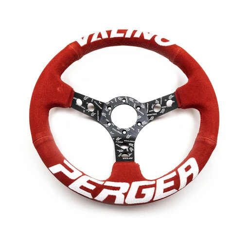 Valino Steering Wheel, Red Suede, Black Spokes, 73 Mm Dish 4 Valino Steering Wheel, Red Suede, Black Spokes, 73 Mm Dish - Image 2