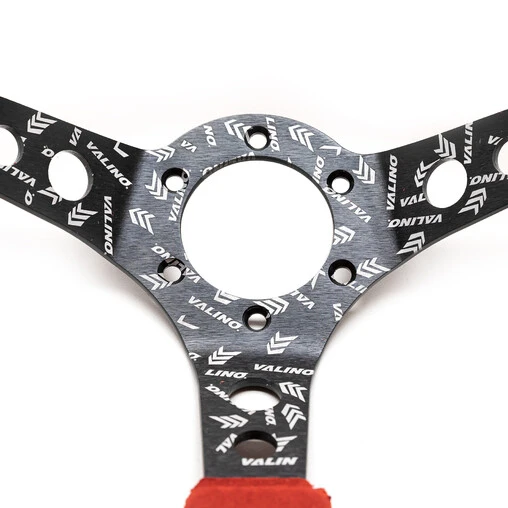 Valino Steering Wheel, Red Suede, Black Spokes, 73 Mm Dish 5 Valino Steering Wheel, Red Suede, Black Spokes, 73 Mm Dish - Image 3