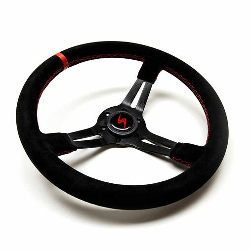 DriftShop Steering Wheel (70 Mm Dish), Black Suede, Black Spokes 3 DriftShop Steering Wheel (70 Mm Dish), Black Suede, Black Spokes
