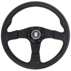 Nardi Twin Line Steering Wheel, Black Leather, Black Spokes, Ø35 Cm