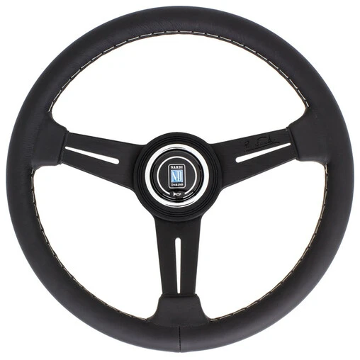 Nardi Classic ND33 Steering Wheel, Black Leather, Black Spokes, Grey Stitching, 40 Mm Dish 3 Nardi Classic ND33 Steering Wheel, Black Leather, Black Spokes, Grey Stitching, 40 Mm Dish