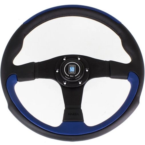 Nardi Leader Steering Wheel, Blue Leather, Black Spokes, Ø35 Cm 3 Nardi Leader Steering Wheel, Blue Leather, Black Spokes, Ø35 Cm