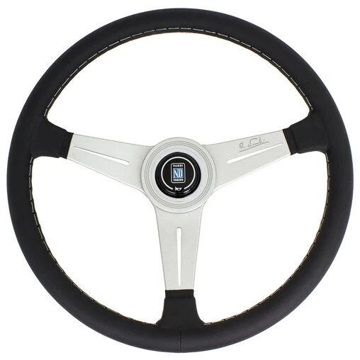 Nardi Classic ND34 Steering Wheel, Black Leather, Satin Spokes, Grey Stitching, 25 Mm Dish 3 Nardi Classic ND34 Steering Wheel, Black Leather, Satin Spokes, Grey Stitching, 25 Mm Dish