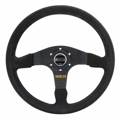 Sparco R375 Steering Wheel (36 Mm Dish), Black Suede, Black Spokes 3 Sparco R375 Steering Wheel (36 Mm Dish), Black Suede, Black Spokes