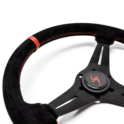 DriftShop Steering Wheel (35 Mm Dish), Black Suede, Black Spokes 4 DriftShop Steering Wheel (35 Mm Dish), Black Suede, Black Spokes - Image 2