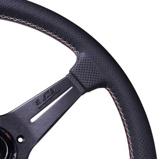 Nardi Deep Corn Steering Wheel, Black Perforated Leather, Black Spokes, Italia Stitching, 50 Mm Dish, Ø33 Cm 4 Nardi Deep Corn Steering Wheel, Black Perforated Leather, Black Spokes, Italia Stitching, 50 Mm Dish, Ø33 Cm - Image 2