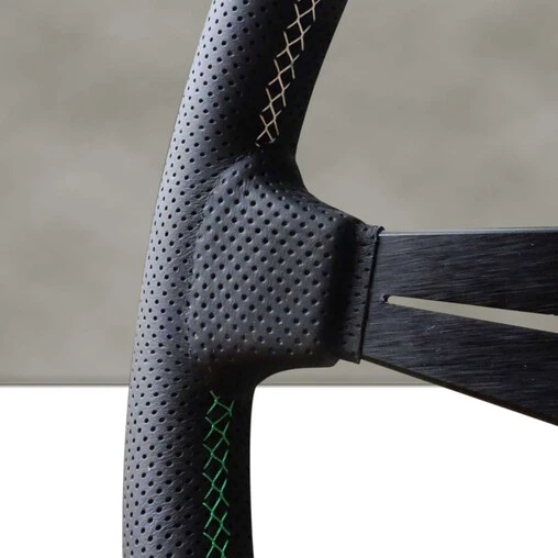 Nardi Deep Corn Steering Wheel, Black Perforated Leather, Black Spokes, 3-Sector Italia Stitching, 50 Mm Dish, Ø33 Cm 4 Nardi Deep Corn Steering Wheel, Black Perforated Leather, Black Spokes, 3-Sector Italia Stitching, 50 Mm Dish, Ø33 Cm - Image 2