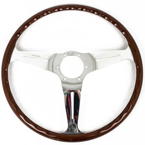 Nardi Classic ND39 Steering Wheel, Wood, Black Inlay, Chrome Spokes, 25 Mm Dish 4 Nardi Classic ND39 Steering Wheel, Wood, Black Inlay, Chrome Spokes, 25 Mm Dish - Image 2