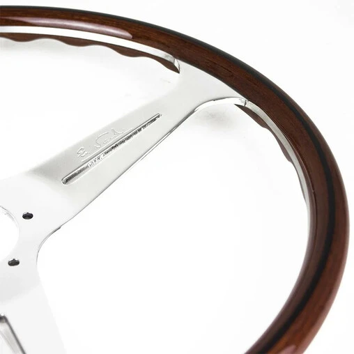 Nardi Classic ND39 Steering Wheel, Wood, Black Inlay, Chrome Spokes, 25 Mm Dish 7 Nardi Classic ND39 Steering Wheel, Wood, Black Inlay, Chrome Spokes, 25 Mm Dish - Image 5