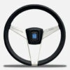 Nardi Novantesimo 90th Anniversary Steering Wheel, Black Leather, White Spokes, Ø35.5 Cm, Black Center Pad -The Country Road Shop large novantesimo center pad 1