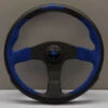 Personal Pole Position Steering Wheel - 330 Mm - Black Leather & Blue Suede, Black Spokes, Blue Logo -The Country Road Shop large p 6521.33.2003 01