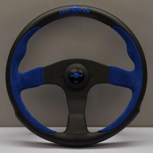 Personal Pole Position Steering Wheel - 330 Mm - Black Leather & Blue Suede, Black Spokes, Blue Logo 3 Personal Pole Position Steering Wheel - 330 Mm - Black Leather & Blue Suede, Black Spokes, Blue Logo