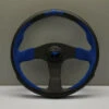 Personal Pole Position Steering Wheel - 350 Mm - Black Leather & Blue Suede, Black Spokes, Blue Logo
