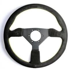 Personal Grinta Steering Wheel - 350 Mm - Black Suede, Black Spokes, Yellow Stitching