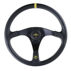 Personal Trophy Steering Wheel - 350 Mm - Black Leather, Black Spokes, Yellow Stitching