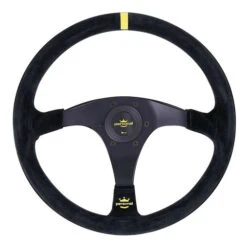 Personal Trophy Steering Wheel - 350 Mm - Black Suede, Black Spokes, Yellow Stitching