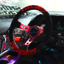 Valino Steering Wheel, Black Suede, Red Spokes, 73 Mm Dish 19 Valino Steering Wheel, Black Suede, Red Spokes, 73 Mm Dish -The Country Road Shop large valino pergea steering wheel black 06